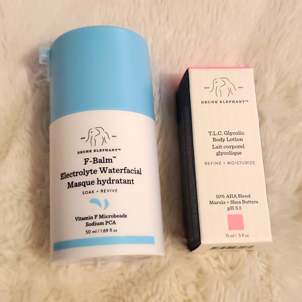 Drunk Elephant F-Balm Electrolyte Waterfacial Mask Hydratant + TLC Body Lotion